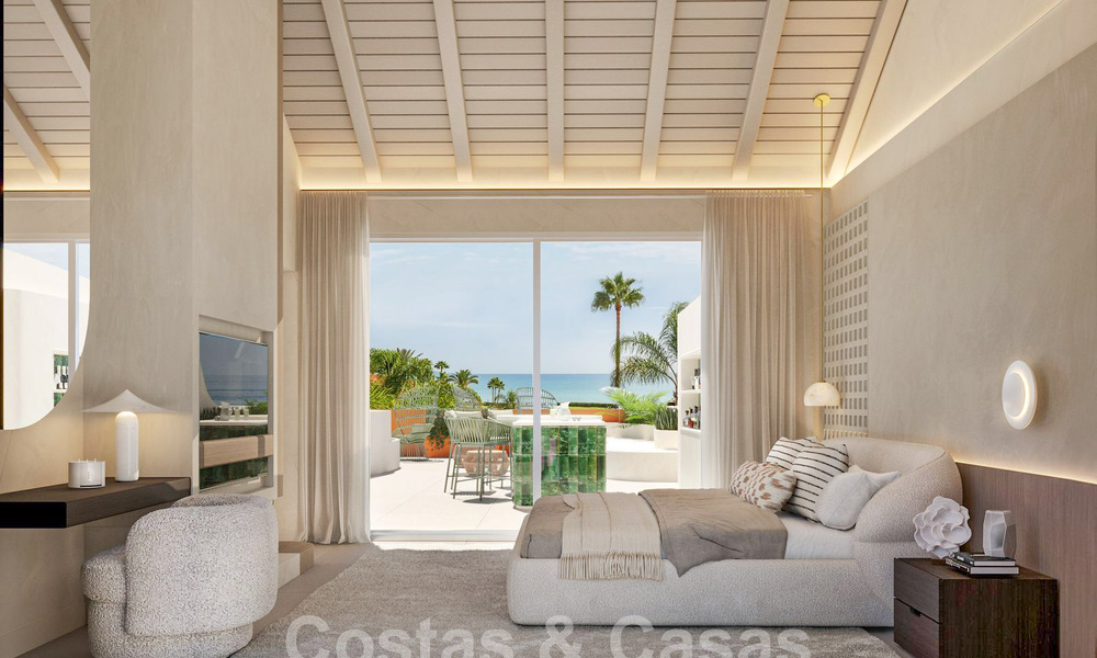 Ruim, luxe penthouse te koop met 4 slaapkamers en zeezicht in een strandcomplex in Oost Marbella 62849