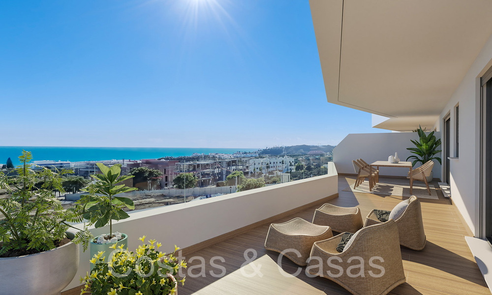 Nieuwe, eigentijdse appartementen met panoramisch zeezicht te koop in een gated wooncomplex nabij Estepona centrum 63804