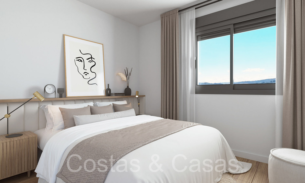 Nieuwe, eigentijdse appartementen met panoramisch zeezicht te koop in een gated wooncomplex nabij Estepona centrum 63806