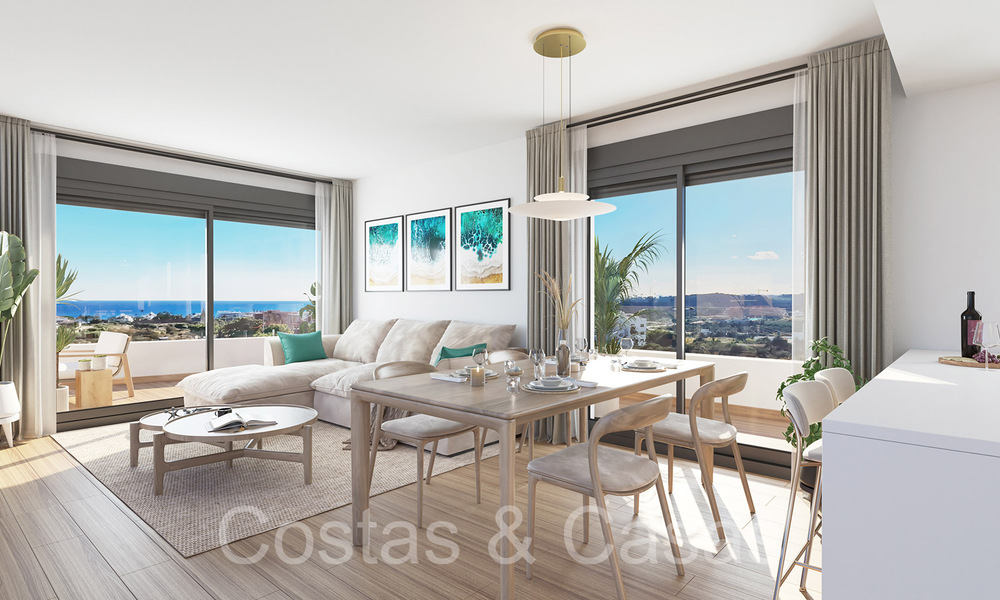 Nieuwe, eigentijdse appartementen met panoramisch zeezicht te koop in een gated wooncomplex nabij Estepona centrum 63807
