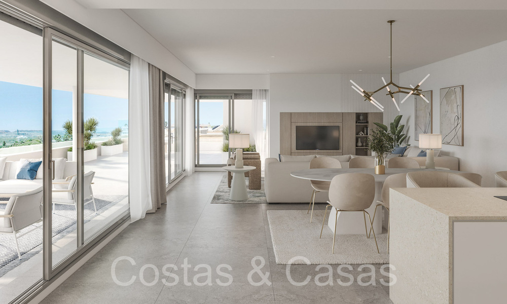 Nieuwbouwproject van duurzame appartementen met panoramisch zeezicht te koop, nabij Estepona centrum 64693