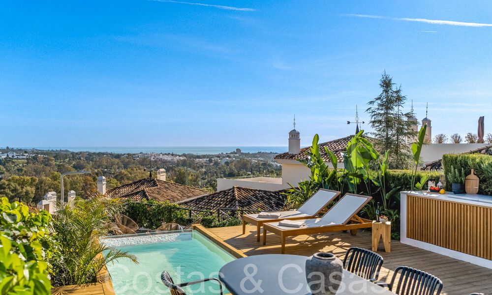 Luxueus appartement te koop met uitnodigend terras, privézwembad en zeezicht in Nueva Andalucia, Marbella 65182