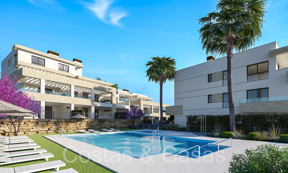 Contemporaine nieuwbouwappartementen te koop op loopafstand van het strand en zeezicht, nabij Estepona centrum 65556
