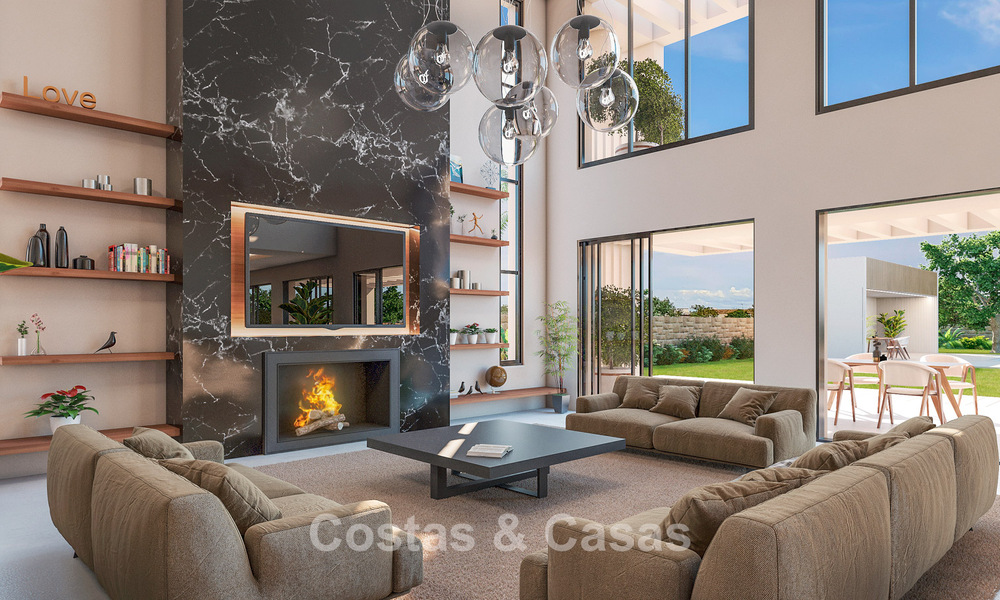 Luxueuze, moderne nieuwbouwvilla met panoramisch zeezicht te koop, frontlinie golf in Mijas, Costa del Sol 775011
