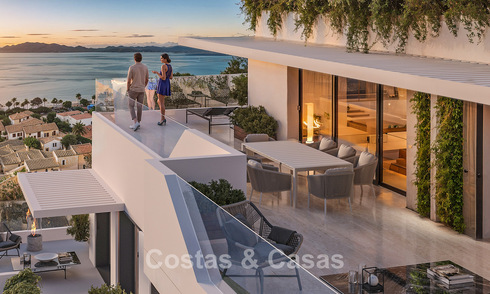 Stijlvolle nieuwbouwappartementen met subliem zeezicht te koop in Mijas Costa, Costa del Sol 775379