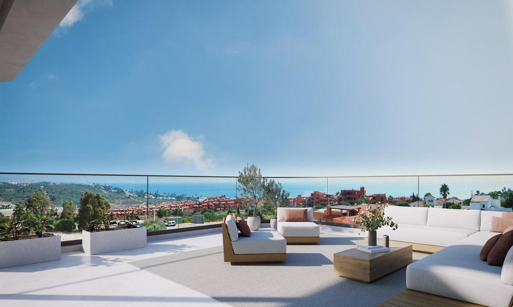 Nieuw op de markt. Duurzame nieuwe appartementen met zeezicht te koop op loopafstand van het strand in West-Estepona 775816