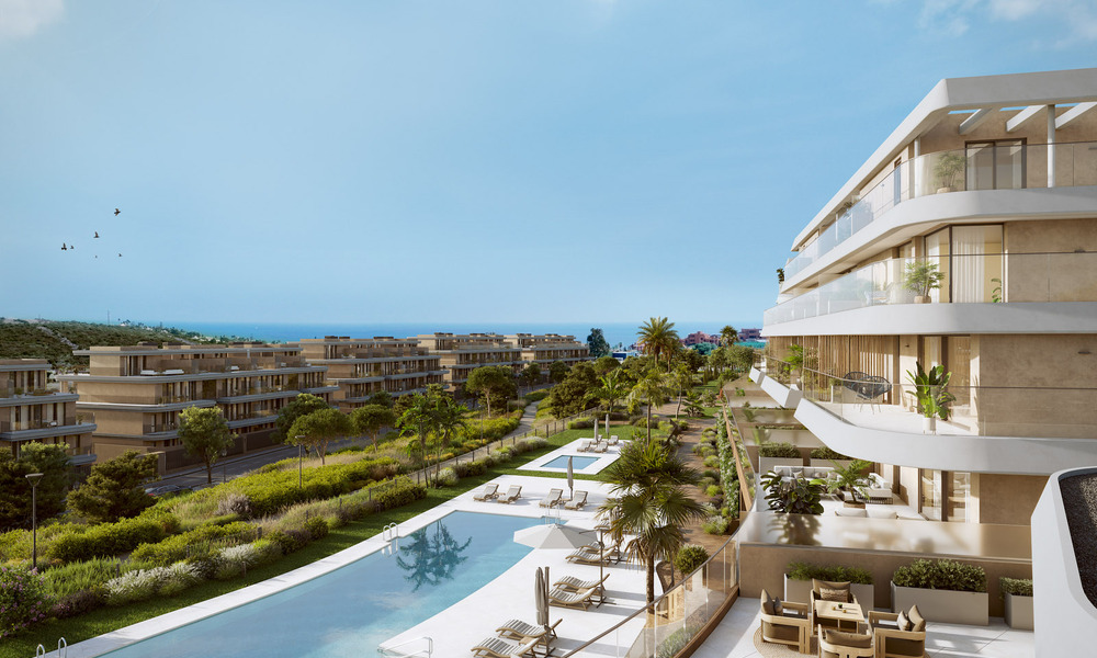 Nieuw op de markt. Duurzame nieuwe appartementen met zeezicht te koop op loopafstand van het strand in West-Estepona 775820
