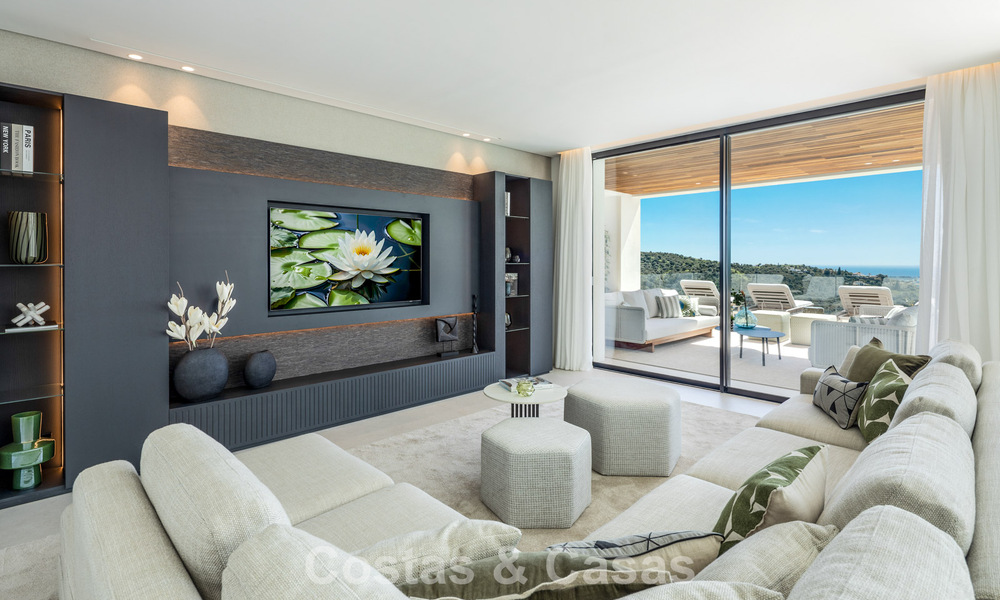 Gesofisticeerde, nieuwe luxevilla met panoramisch zeezicht te koop in een gated community van La Quinta, Marbella - Benahavis 800543