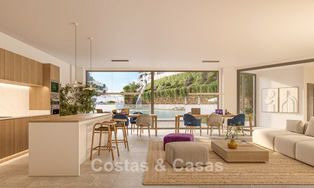 Off-plan, eerstelijnsgolf appartementen met zeezicht te koop in een luxe resort in Mijas, Costa del Sol 780595