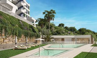 Off-plan, eerstelijnsgolf appartementen met zeezicht te koop in een luxe resort in Mijas, Costa del Sol 780597 