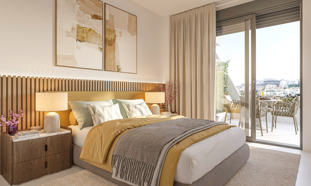 Off-plan, eerstelijnsgolf appartementen met zeezicht te koop in een luxe resort in Mijas, Costa del Sol 780601