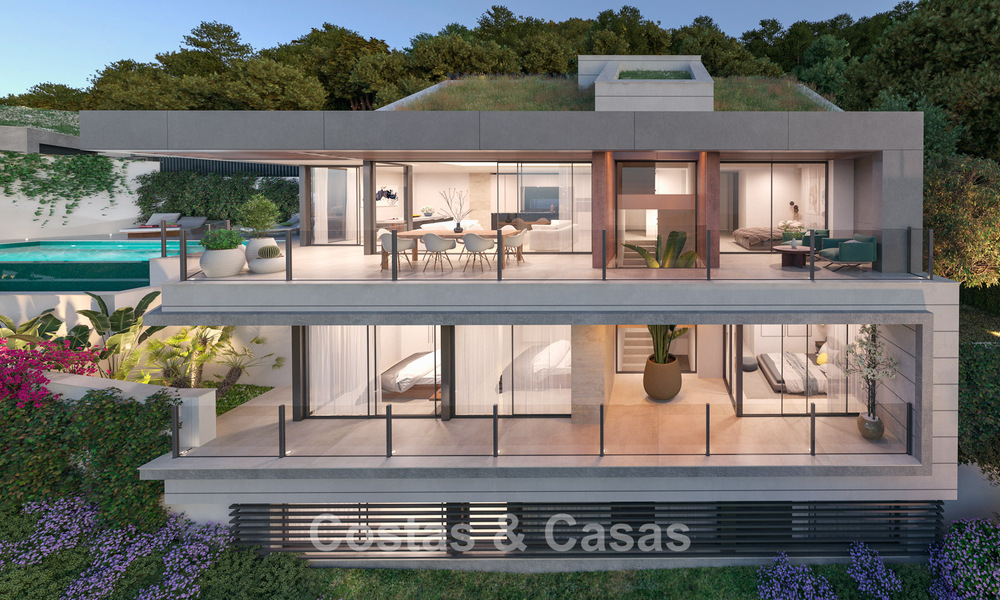 Designgerichte nieuwbouwvilla met zeezicht te koop in een gated villawijk ten oosten van Malaga centrum 782569