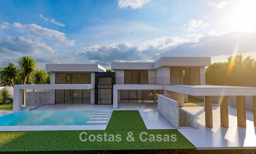 Moderne hightech villa met panoramisch zeezicht te koop in een populaire golfomgeving nabij het centrum van Estepona 791416
