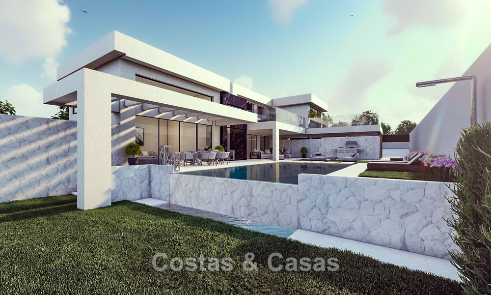 Moderne hightech villa met panoramisch zeezicht te koop in een populaire golfomgeving nabij het centrum van Estepona 791417