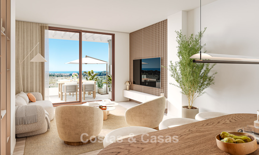Stijlvolle nieuwbouwappartementen met panoramisch zeezicht te koop in Mijas Costa, Costa del Sol 791715