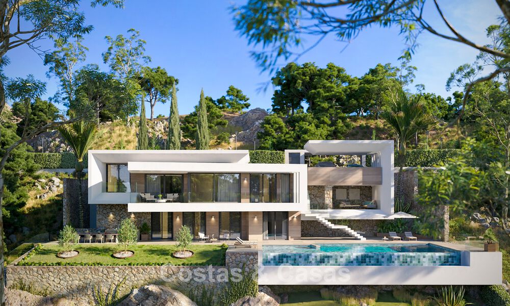 Off-plan nieuwbouwvilla met gesofisticeerde architectuur en panoramisch zeezicht te koop in Marbella - Benahavis 792686
