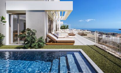 Exclusieve, geschakelde villa’s met zeezicht te koop in een begeerde golfomgeving in Mijas, Costa del Sol 795286