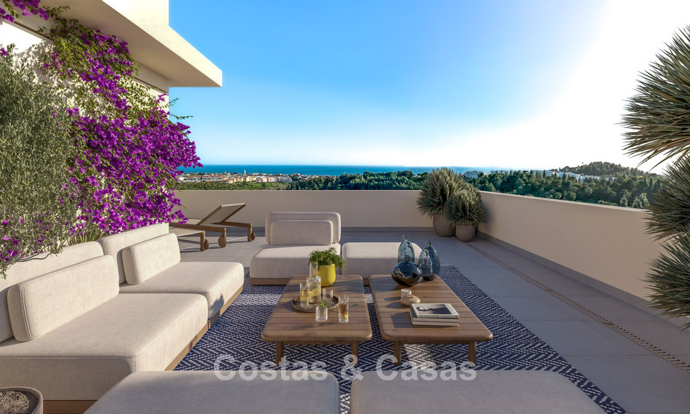 Moderne, luxe nieuwbouwappartementen te koop met zeezicht in Mijas Costa, Costa del Sol 796015