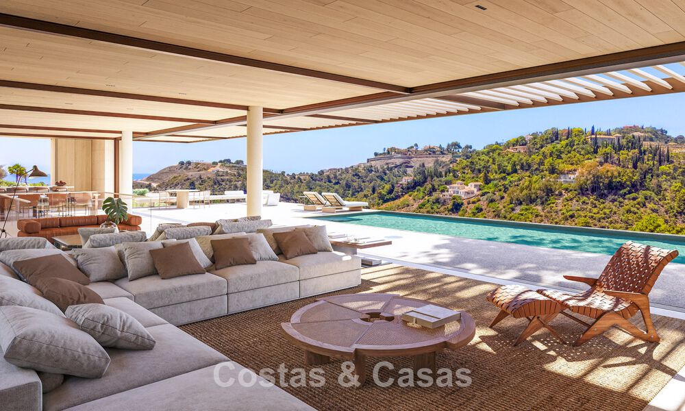 Geavanceerde designvilla met panoramisch zeezicht te koop in El Madroñal, Marbella - Benahavis 801874