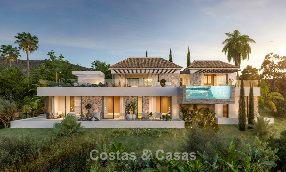 High-end nieuwbouwvilla met panoramisch zeezicht te koop in de heuvels van Marbella - Benahavis 802121