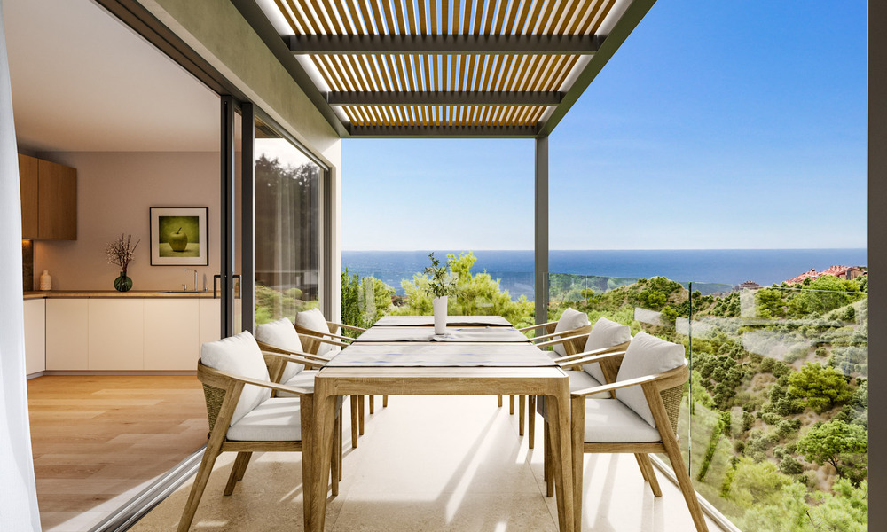 Vooruitstrevende schakelvilla’s met schitterend zeezicht te koop in een gewilde residentie in Fuengirola, Costa del Sol 802629