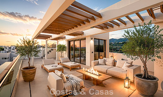 Gloednieuw, modern luxe duplex penthouse met zwembad en zeezicht te koop aan de golfbaan in Oost-Marbella 806380 